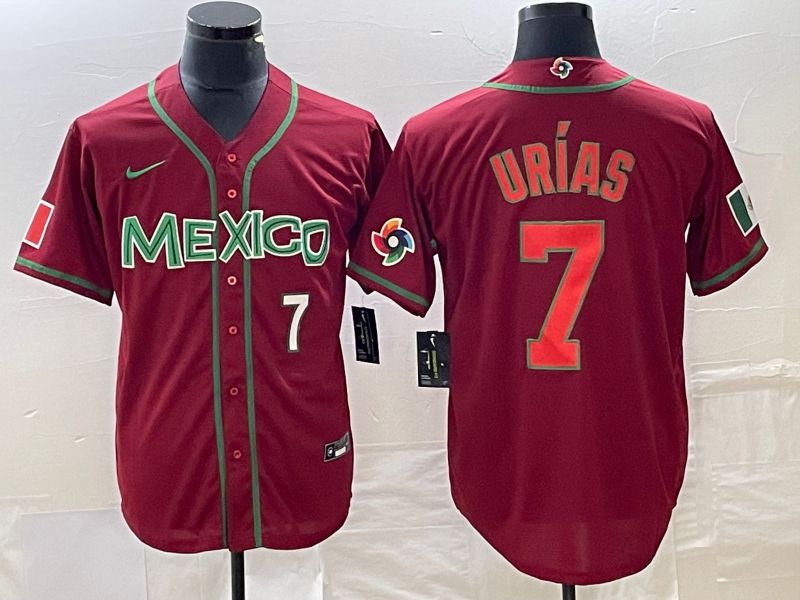 Men 2023 World Cub Mexico #7 Urias Red orange Nike MLB Jersey11->more jerseys->MLB Jersey